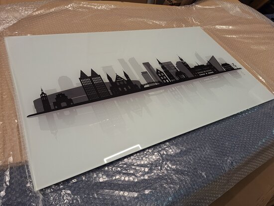 Premium-glas uitvoering Visuall P663 den Haag skyline (op basic white)