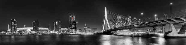 Plat ontwerp Visuall R24 Skyline Rotterdam by night (aangepast de Kuip - logo)