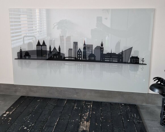 Premium-glas uitvoering Visuall P663 den Haag skyline (op basic white)