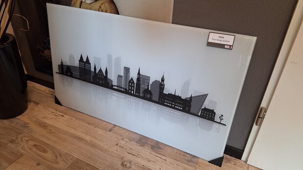 Outlet P663 Den Haag skyline 90x50 cm Premium-glas uitvoering